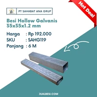 Besi Hollow Galvanis 35x35x1.2 mm Panjang 6 Meter