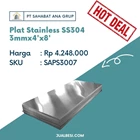 Plat Stainless Steel SS304 3 mm x 4' x 8' 1