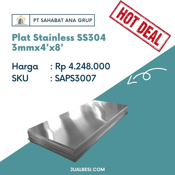 Plat Stainless Steel SS304 3 mm x 4