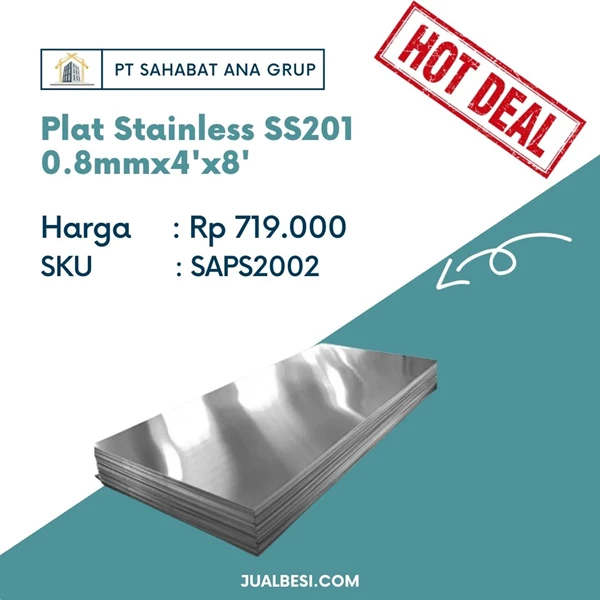 Plat Stainless Steel SS201 0.8mm x 4