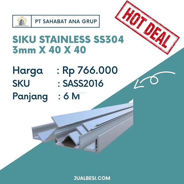 SIKU STAINLESS STEEL SS304 3mm X 40 X 40