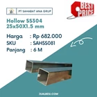 Hollow Stainless Steel SS304 25x50X1.5 mm 1