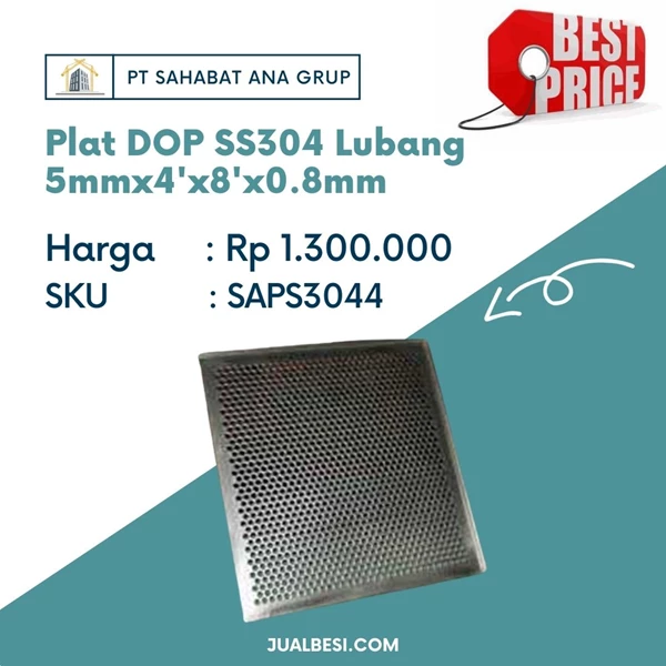 Plat Berlubang DOP Stainless Steel SS304 5mmx4