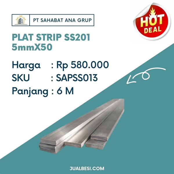 PLAT STRIP Stainless Steel SS201 5mm X 50