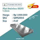 Plat Stainless SS201 1.2mm x 4' x 8' 1
