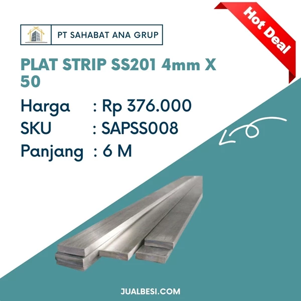 PLAT STRIP STAINLESS SS201 4mm X 50
