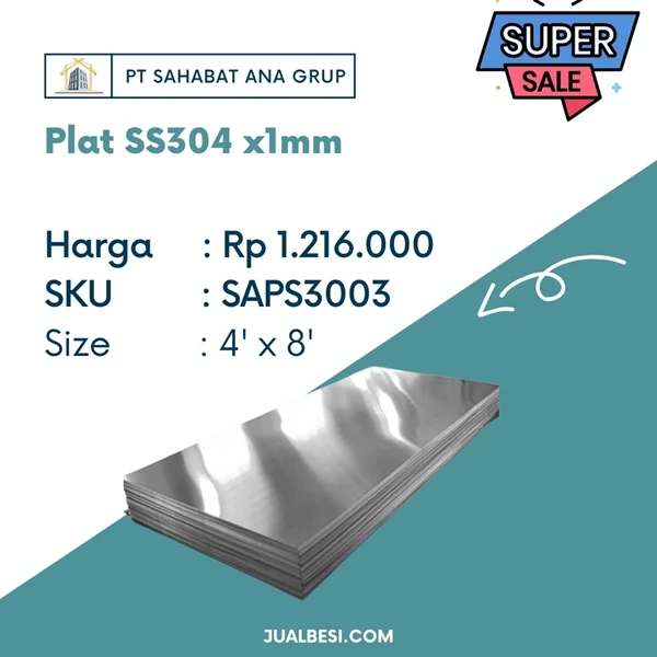 Plat Stainless SS304 1mm X 4