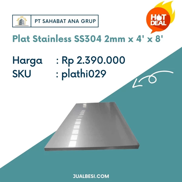 Plat Stainless SS304 2mm x 4