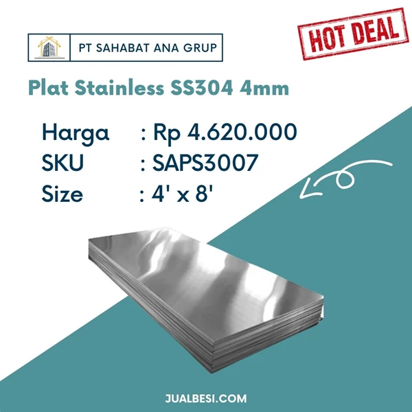 Plat Stainless SS304 4mm x 4