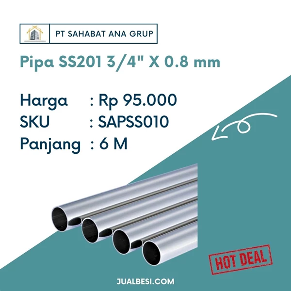 Pipa Stainless SS201 3/4" X 0.8 mm