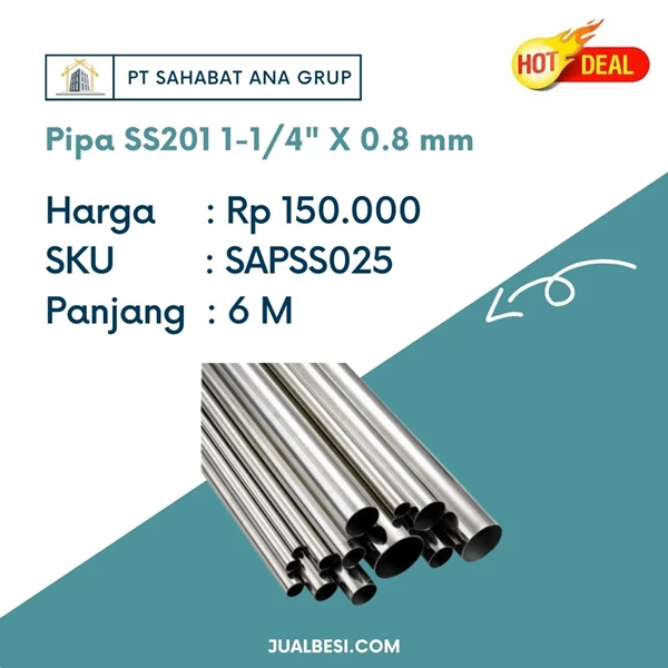  Pipa Stainless SS201 1-1/4" X 0.8 mm