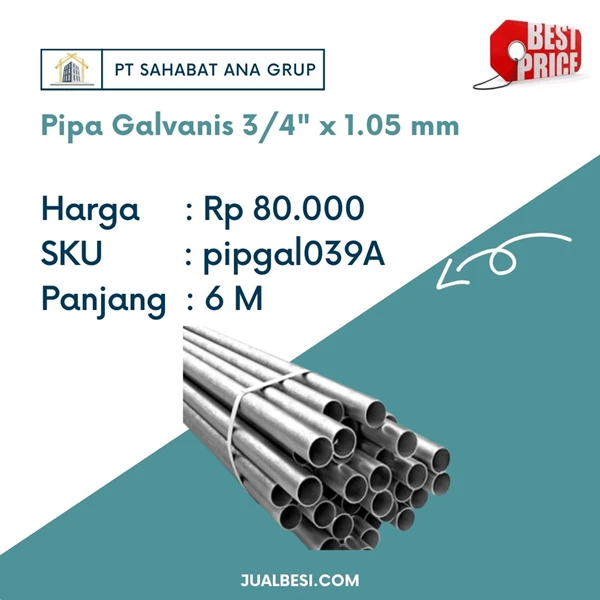  Pipa Galvanis 3/4" x 1.05 mm