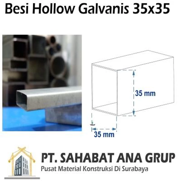 Besi Hollow Galvanis 35x35x1