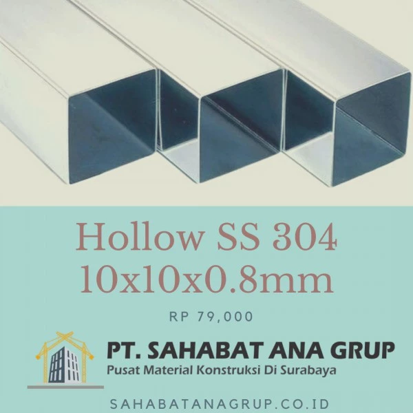 Hollow SS 304 10x10x0.8mm