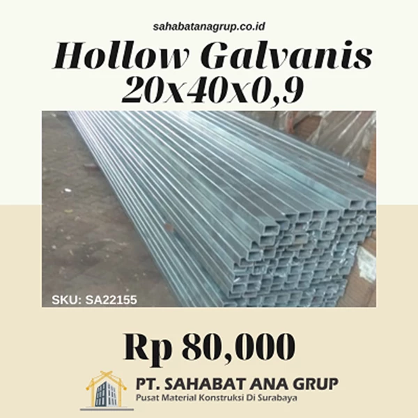 Hollow Galvanis 20x40x0.9