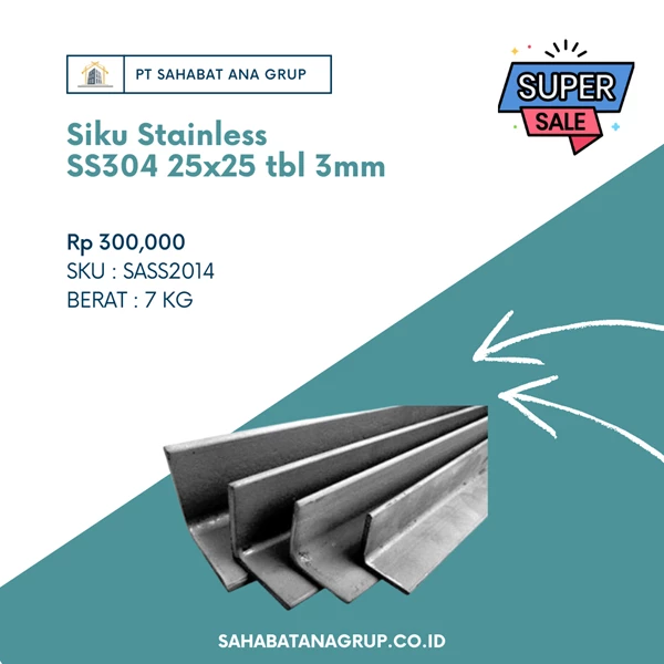 Siku Stainless SS304 25x25 tbl 3mm