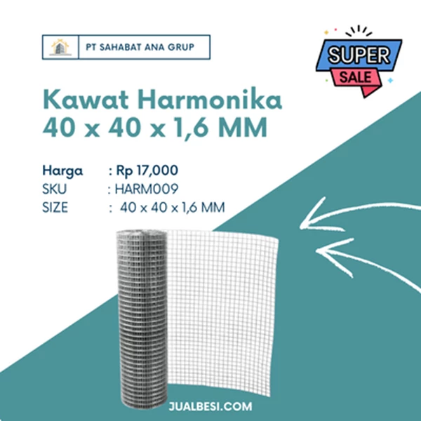 Kawat Harmonika 40 x 40 x 1.6 MM