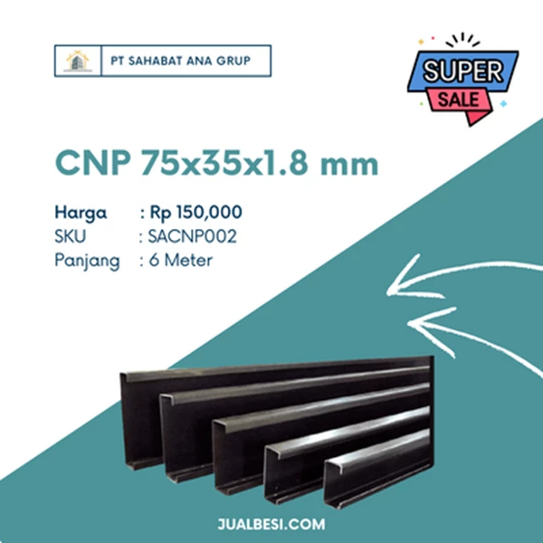 CNP Channel Iron 75x35x1.8 mm 6 Meters