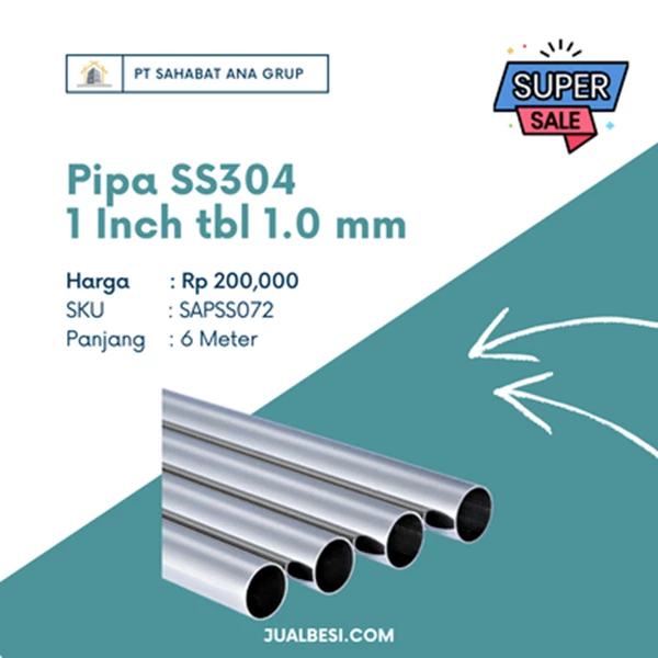 Pipa Stainless SS304 1 Inch Tebal 1.0 mm