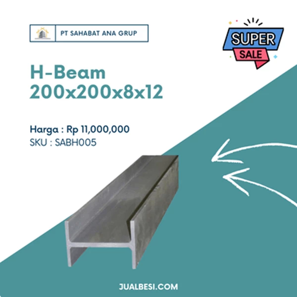 Besi H-Beam 200x200x8 panjang 12 meter 