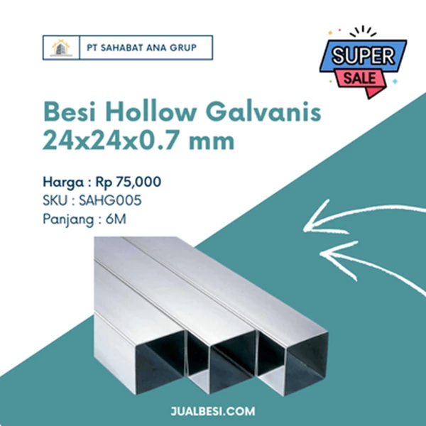 Besi Hollow Galvanis 24x24x0.7 mm