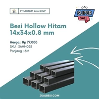 Besi Hollow Hitam 14x34x0.8 mm